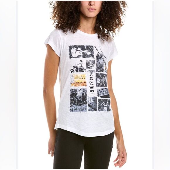 Zadig & Voltaire White Graphic Short Sleeve Tee - Picture 1 of 7
